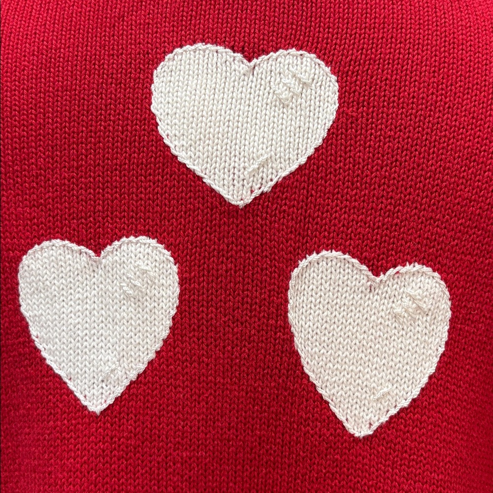 Quaker Factory sz L red sweater with white hearts - Picture 6 of 9
